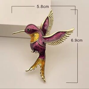 Brooch Purple Hummingbird Brooch | Enamel Bird Pin Jewelry